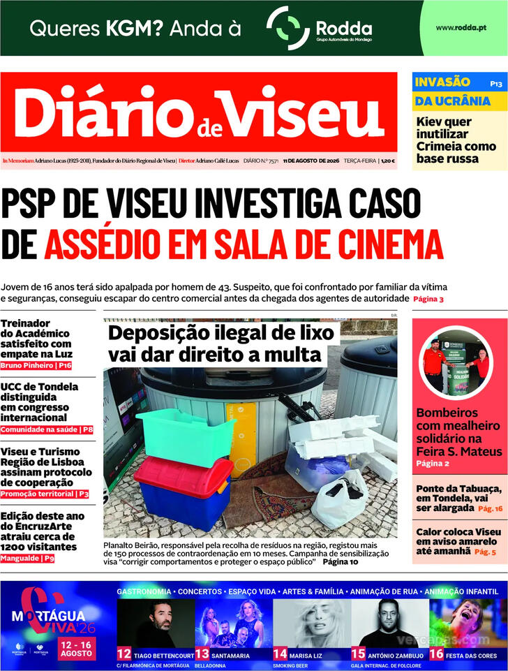 Capa Di�rio de Viseu - 2026-08-11