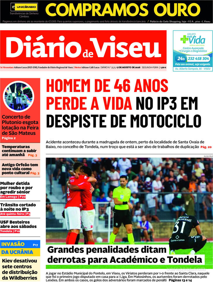 Capa Di�rio de Viseu - 2026-08-17