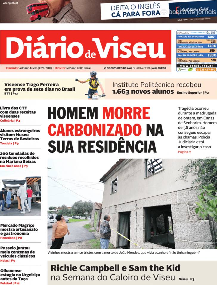 Capa Dirio de Viseu - 2013-10-16