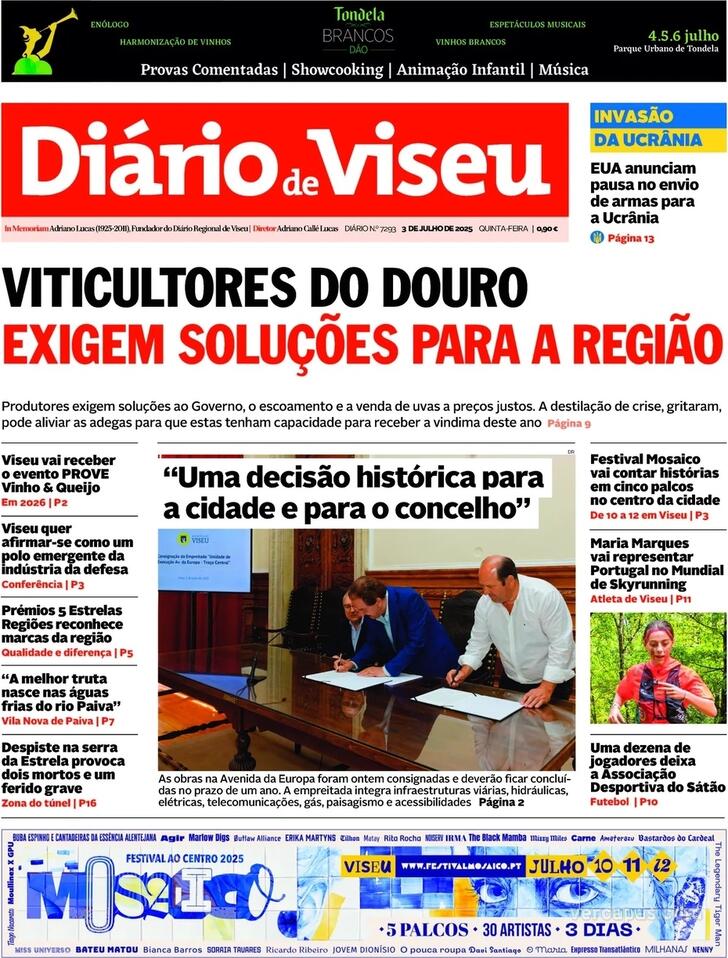 Capa Dirio de Viseu - 2025-07-03