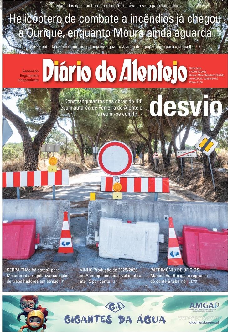 Capa Dirio do Alentejo - 2025-08-08
