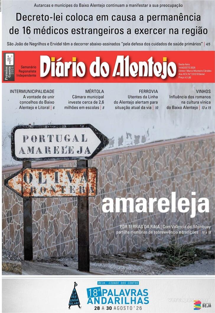 Capa Di�rio do Alentejo - 2026-08-14