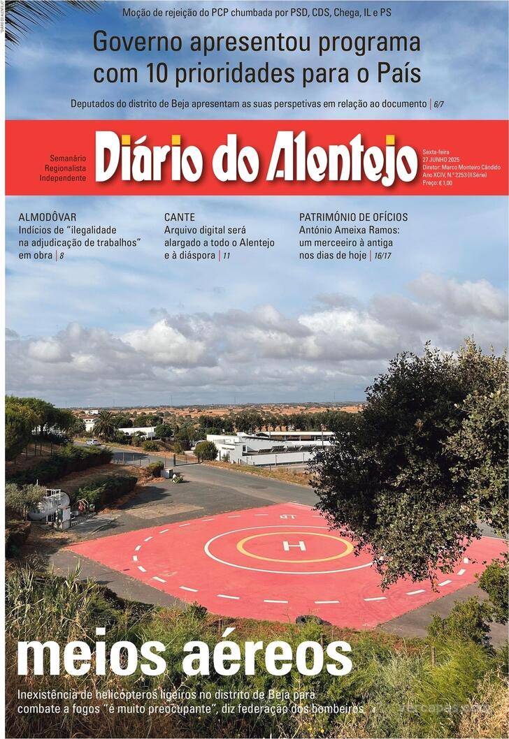 Capa Dirio do Alentejo - 2025-06-27