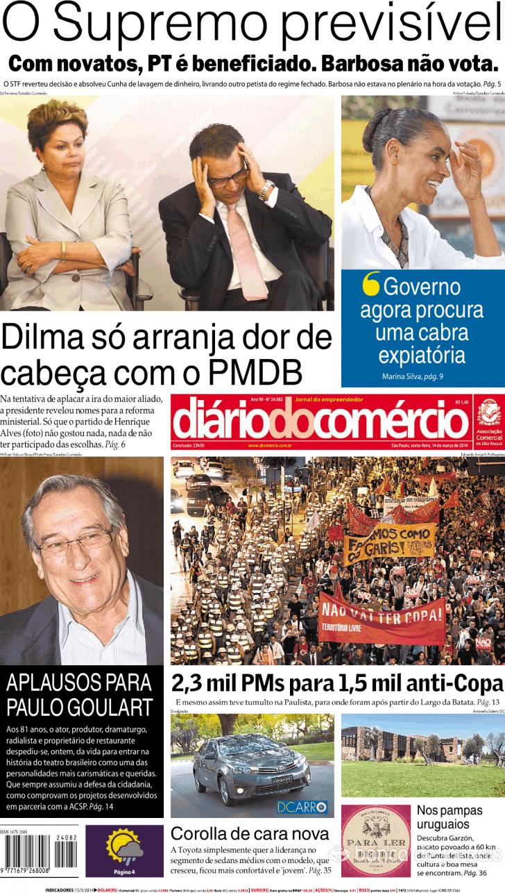 Capa Dirio do Comrcio - 2014-03-14