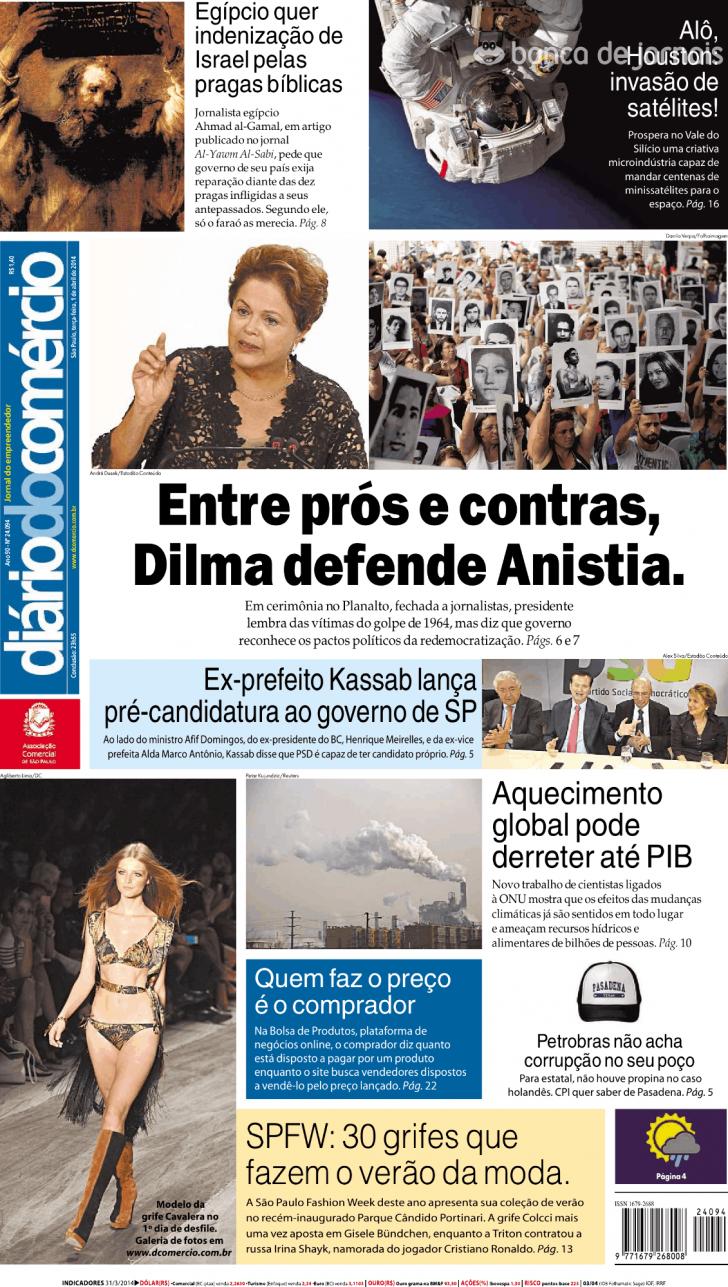 Capa Dirio do Comrcio - 2014-04-01