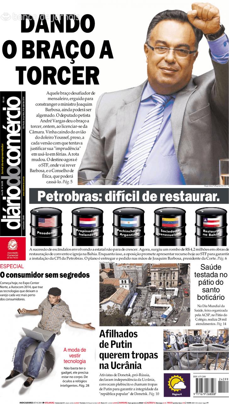 Capa Dirio do Comrcio - 2014-04-08