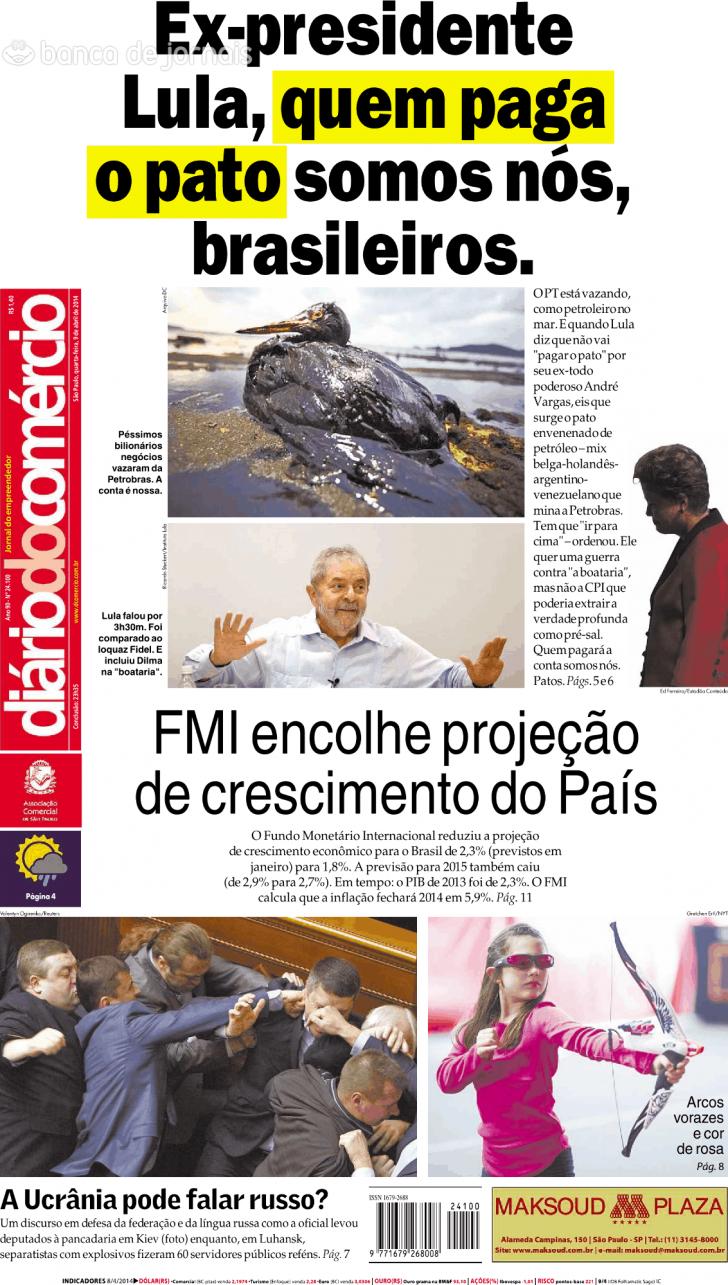Capa Dirio do Comrcio - 2014-04-09