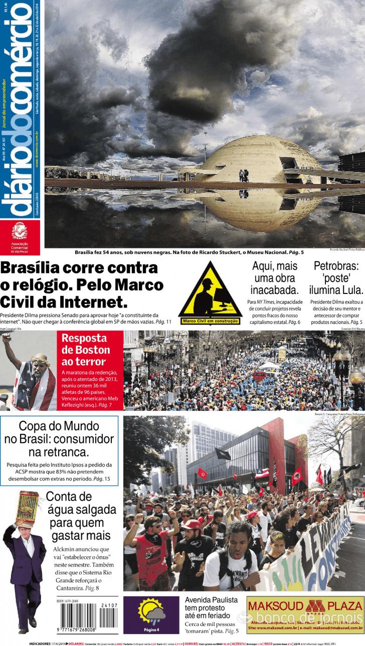 Capa Dirio do Comrcio - 2014-04-22