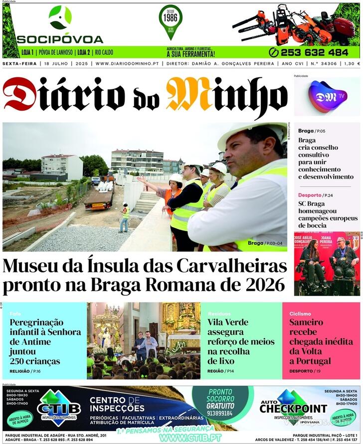Capa Dirio do Minho - 2025-07-18