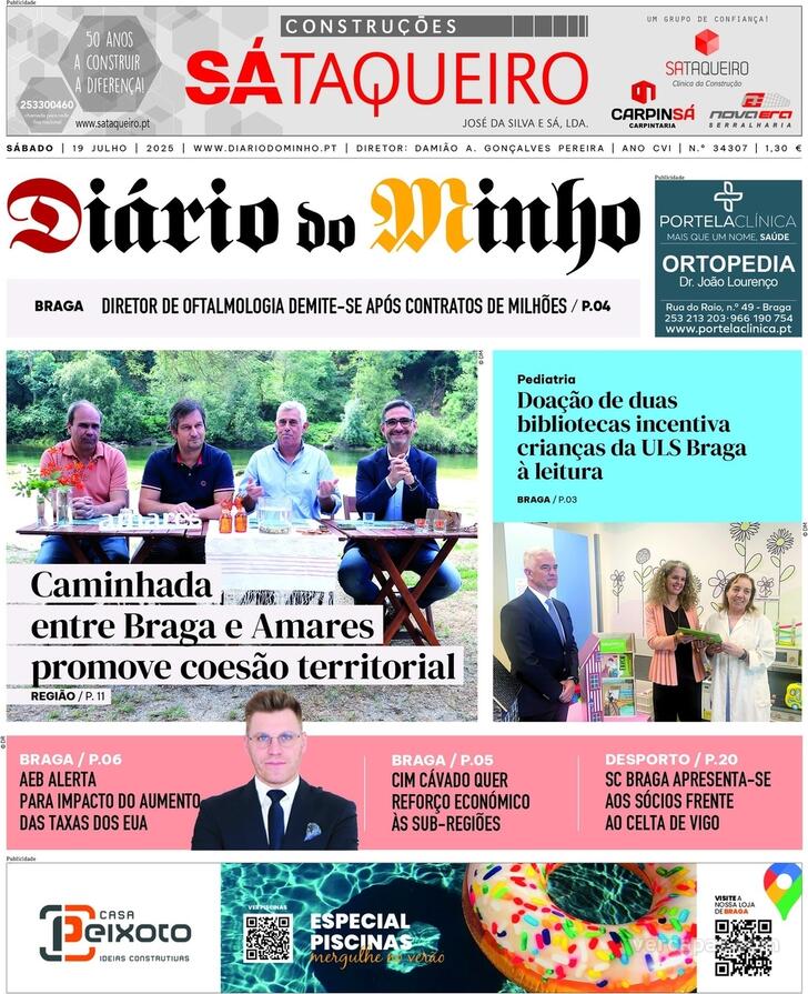 Capa Dirio do Minho - 2025-07-19