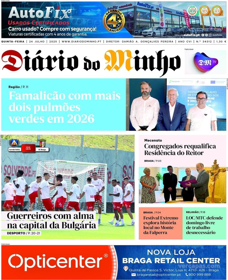 Capa Dirio do Minho - 2025-07-24