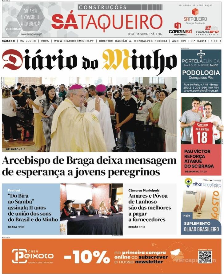 Capa Dirio do Minho - 2025-07-26