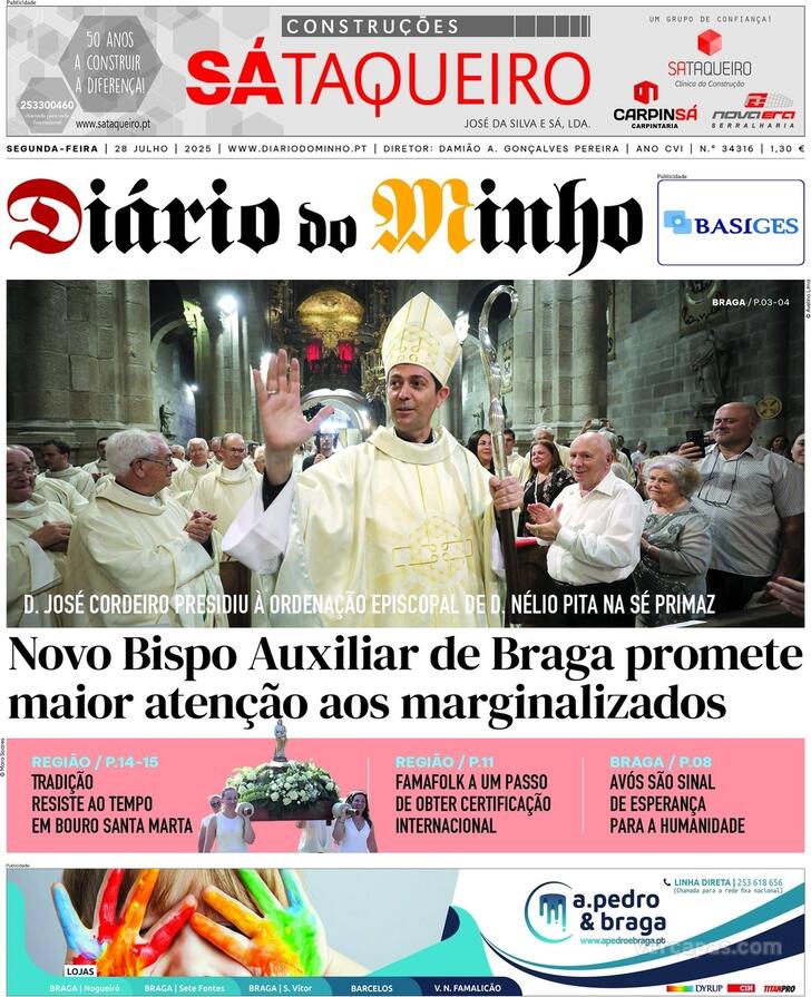 Capa Dirio do Minho - 2025-07-28