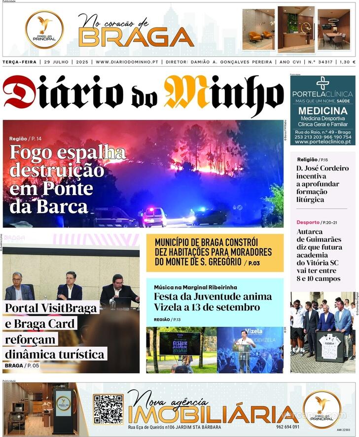 Capa Dirio do Minho - 2025-07-29