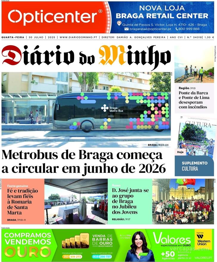 Capa Dirio do Minho - 2025-07-30