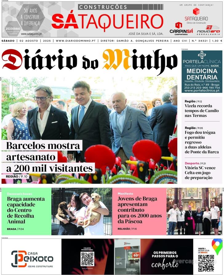 Capa Dirio do Minho - 2025-08-02