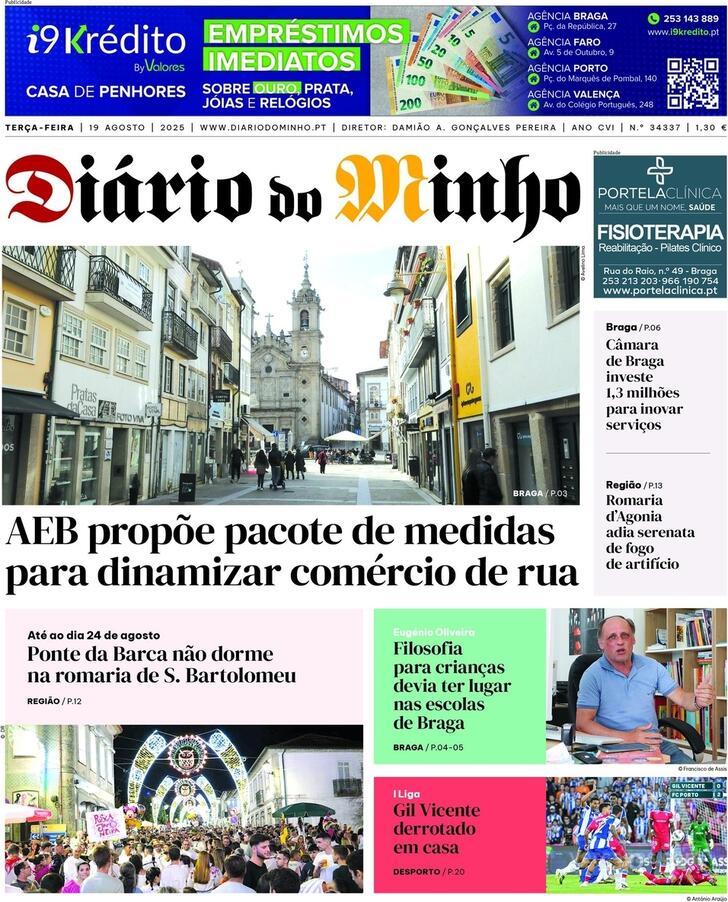 Capa Dirio do Minho - 2025-08-19