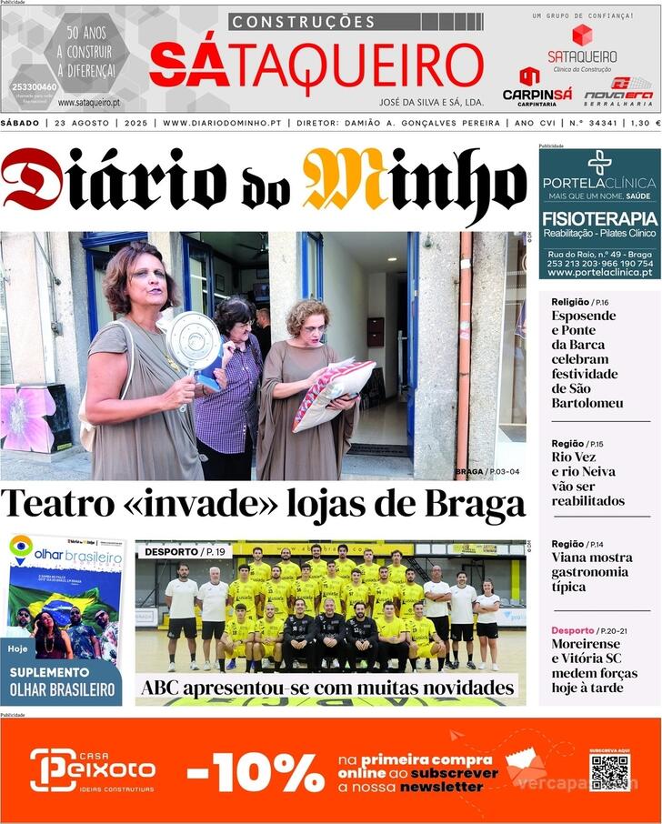 Capa Dirio do Minho - 2025-08-23