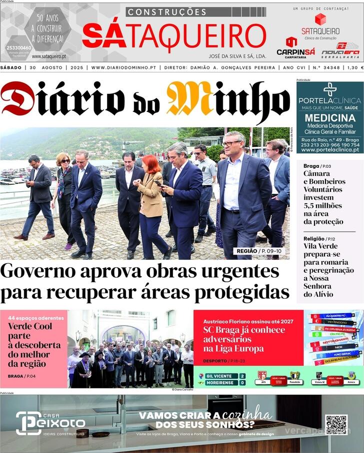Capa Dirio do Minho - 2025-08-30