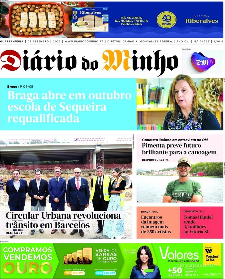 Capa Dirio do Minho - 2025-09-03