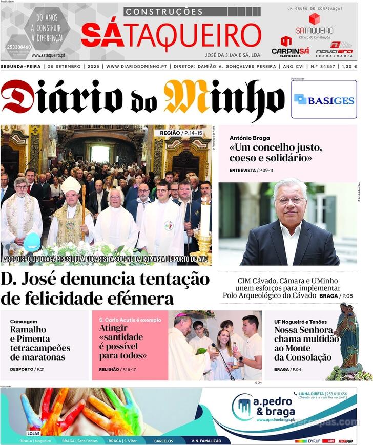 Capa Dirio do Minho - 2025-09-08
