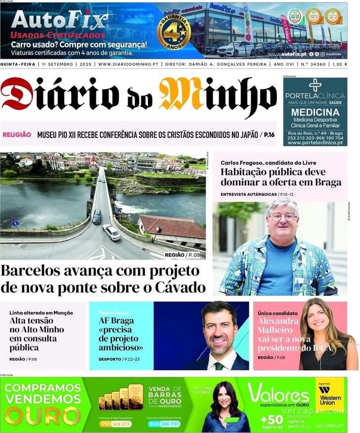 Capa Dirio do Minho - 2025-09-11
