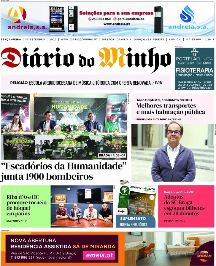 Capa Dirio do Minho - 2025-09-16