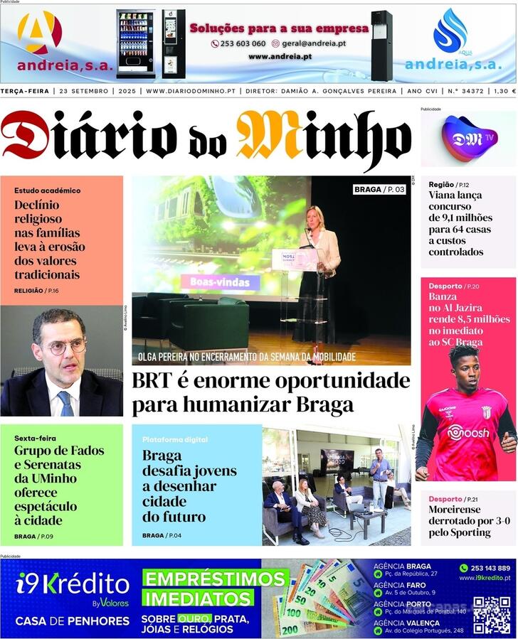 Capa Dirio do Minho - 2025-09-23