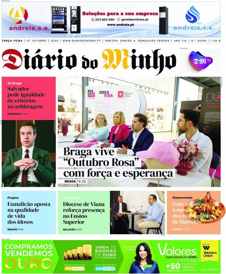 Capa Dirio do Minho - 2025-10-07