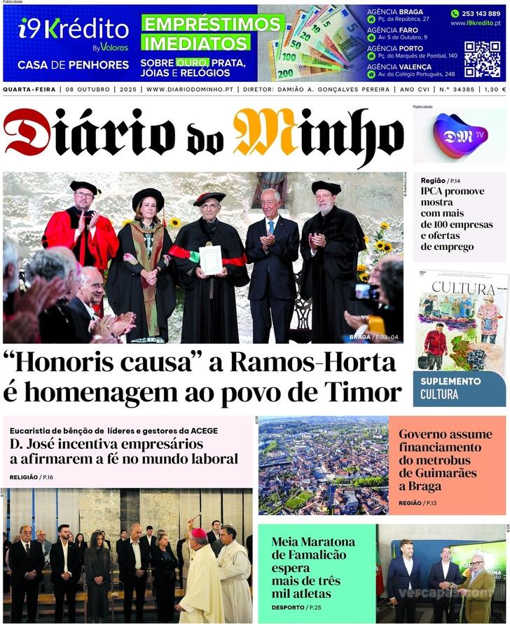 Capa Dirio do Minho - 2025-10-08