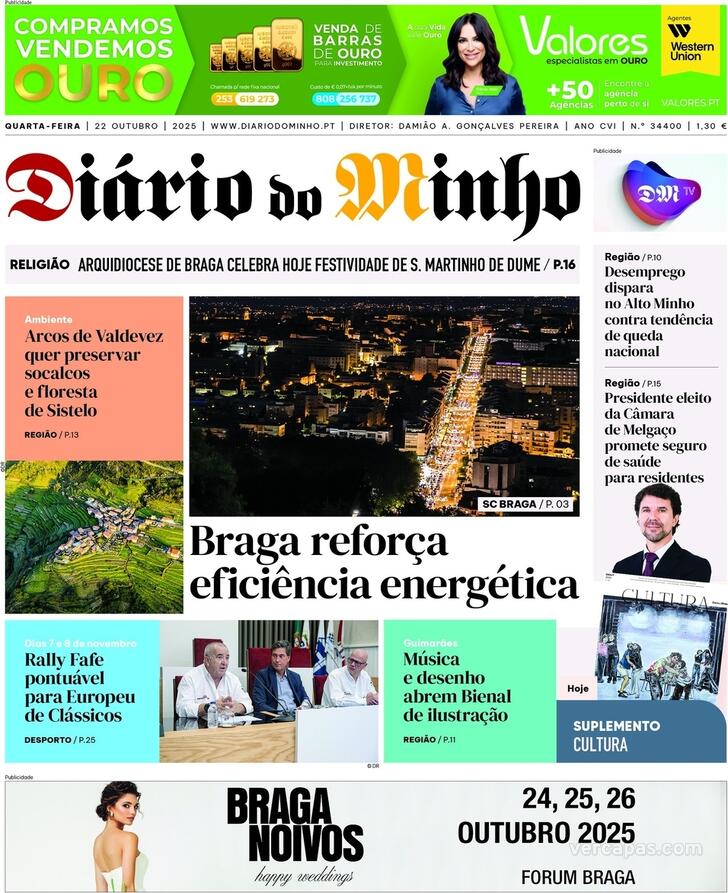 Capa Dirio do Minho - 2025-10-22