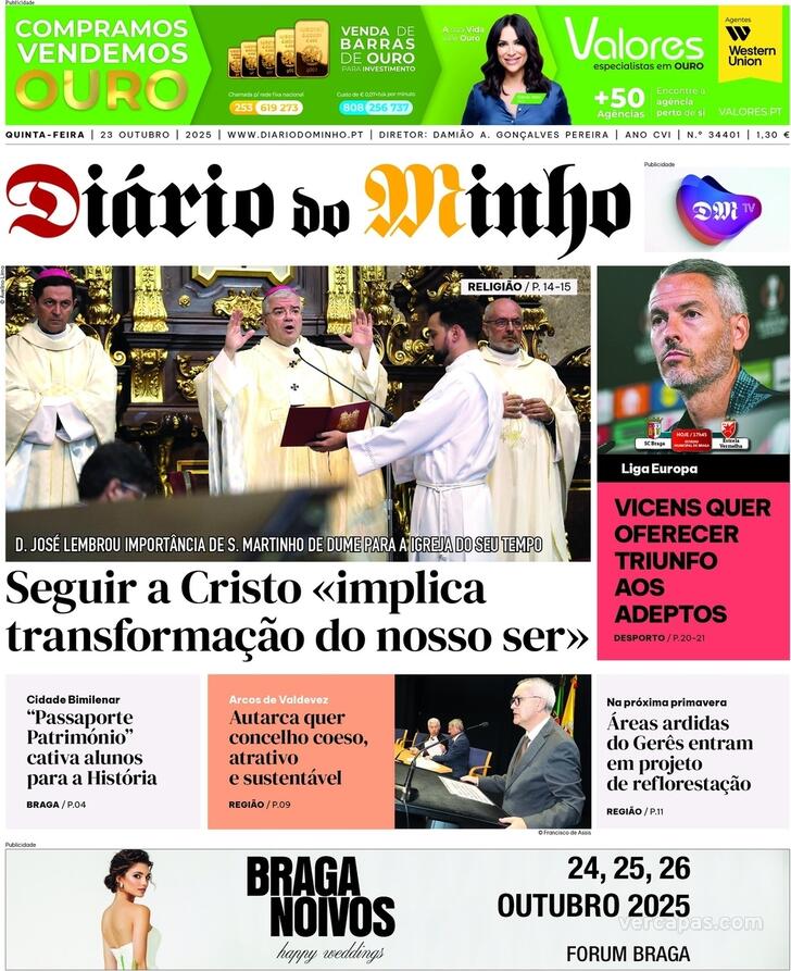 Capa Dirio do Minho - 2025-10-23