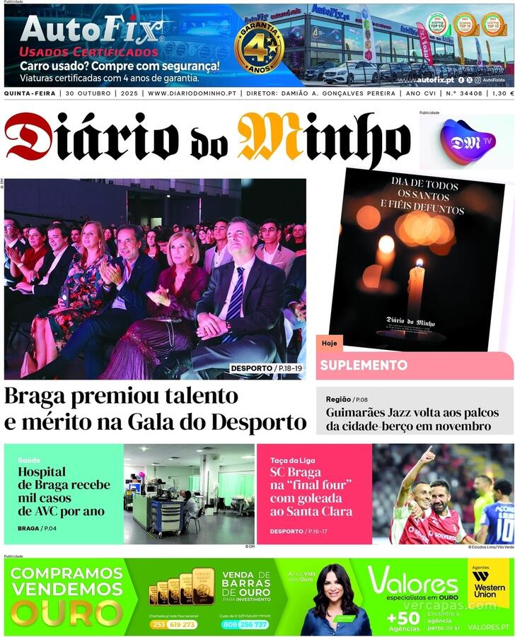 Capa Dirio do Minho - 2025-10-30