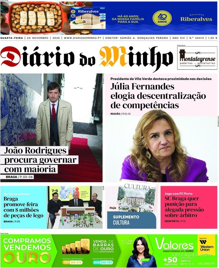 Capa Dirio do Minho - 2025-11-05