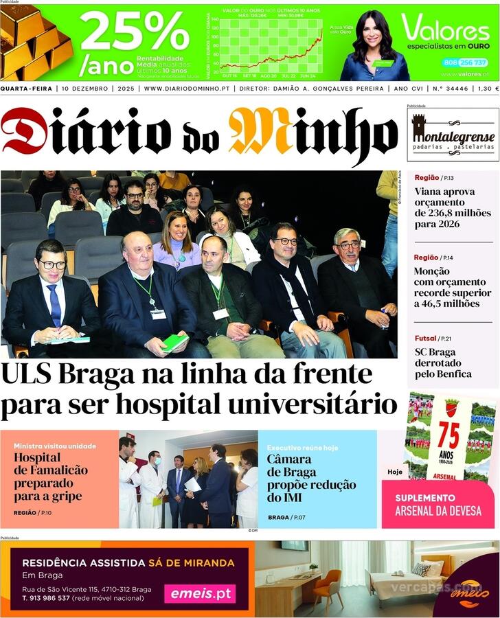 Capa Dirio do Minho - 2025-12-10