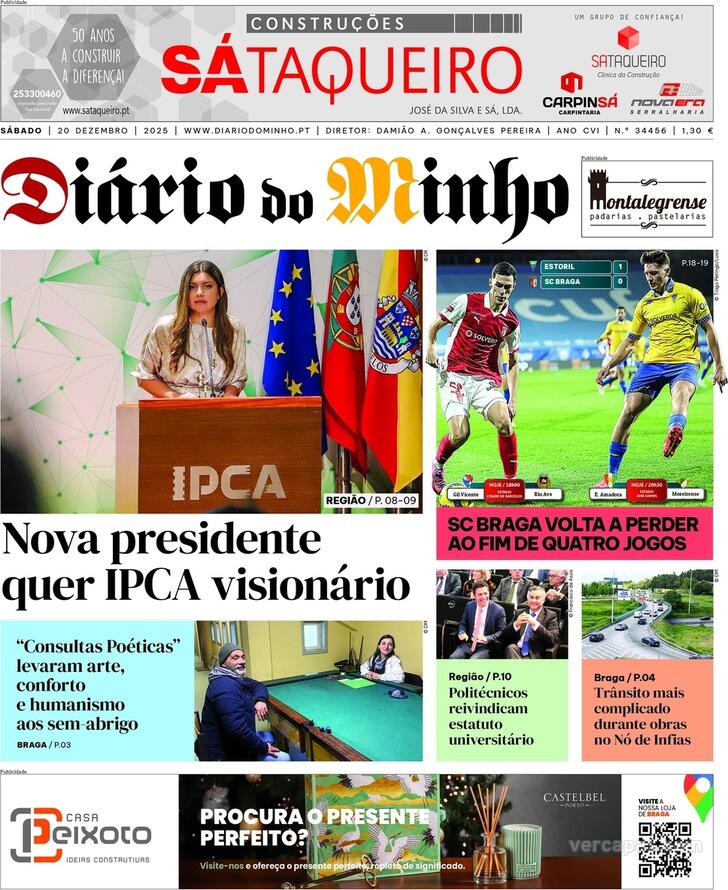Capa Di�rio do Minho - 2025-12-20