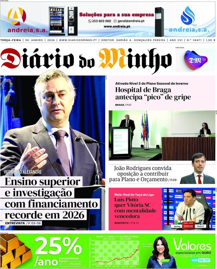 Capa Di�rio do Minho - 2026-01-06