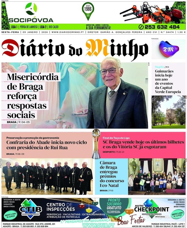 Capa Di�rio do Minho - 2026-01-09