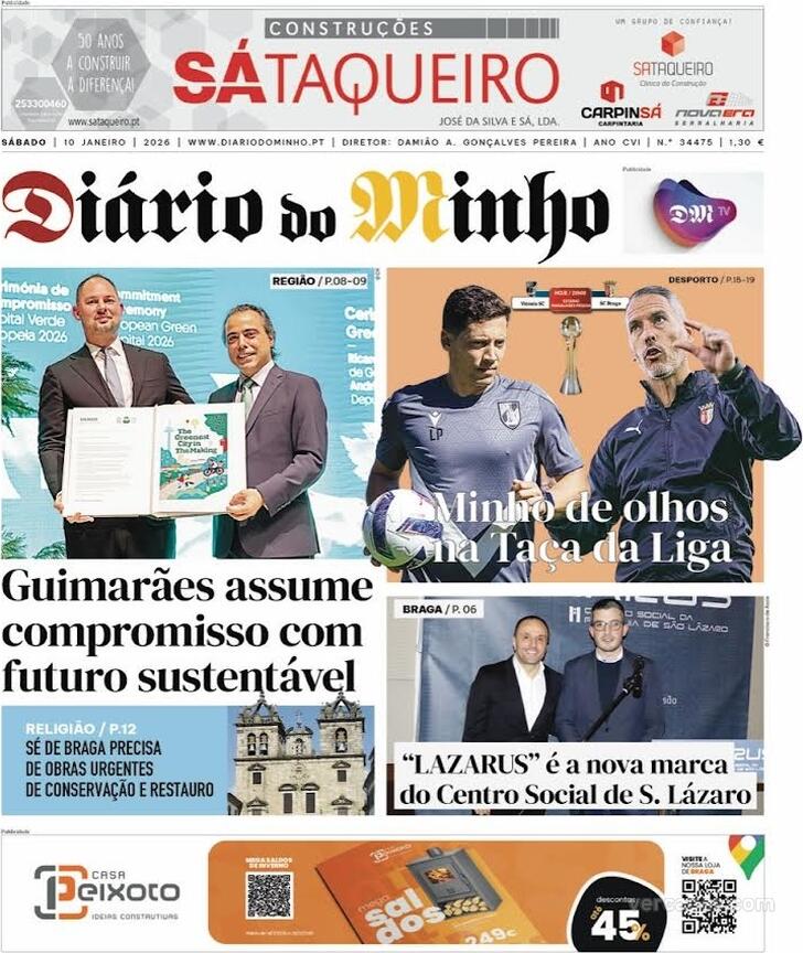 Capa Di�rio do Minho - 2026-01-10