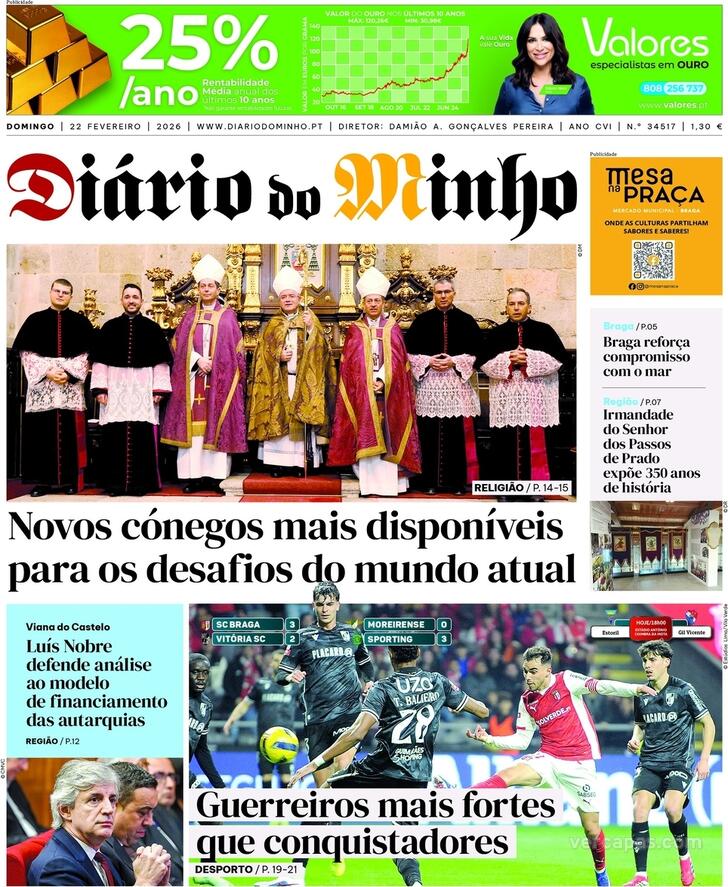 Capa Di�rio do Minho - 2026-02-22