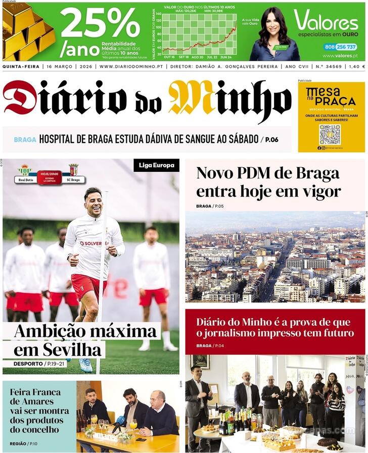 Capa Di�rio do Minho - 2026-04-16