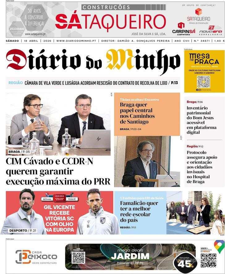Capa Di�rio do Minho - 2026-04-18