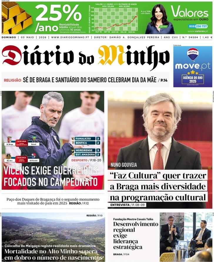 Capa Di�rio do Minho - 2026-05-03