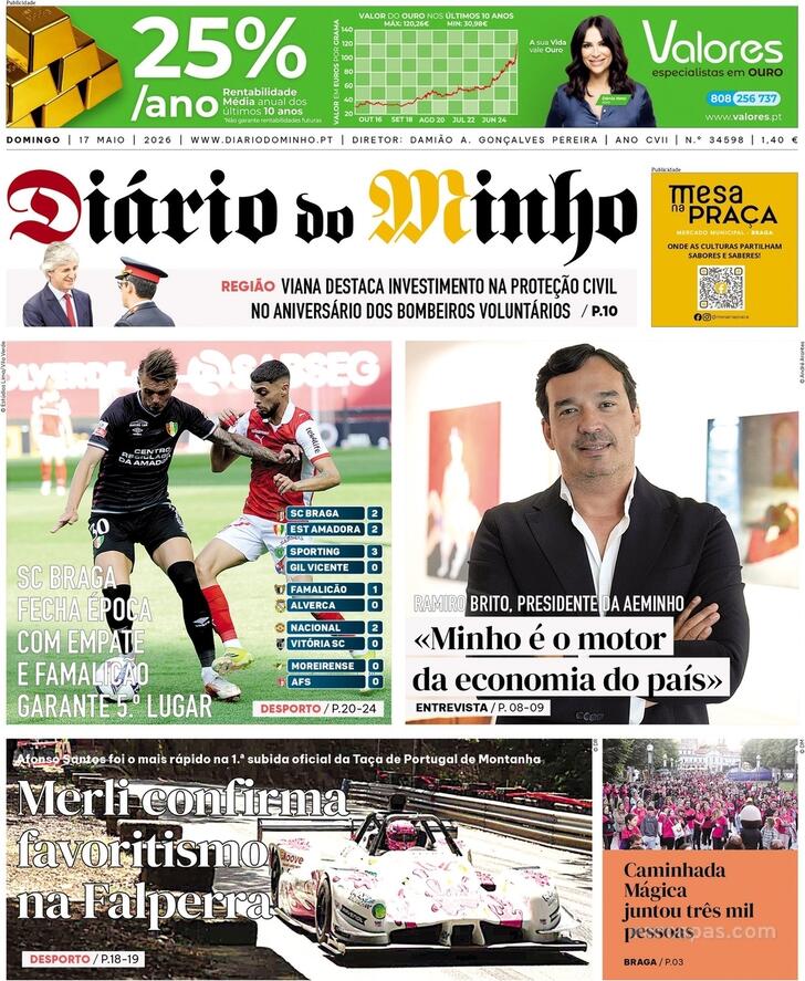 Capa Di�rio do Minho - 2026-05-17