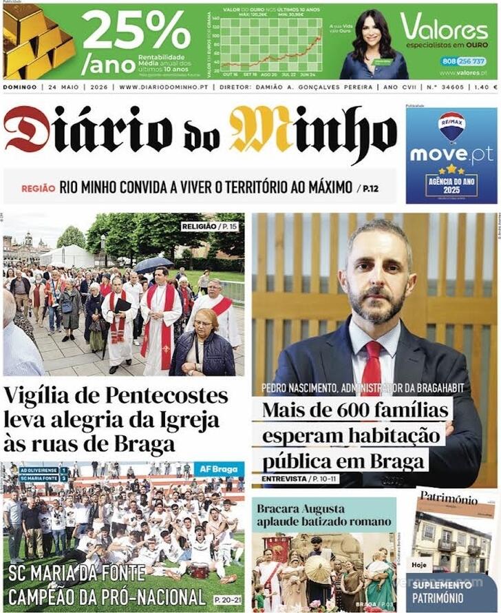Capa Di�rio do Minho - 2026-05-24