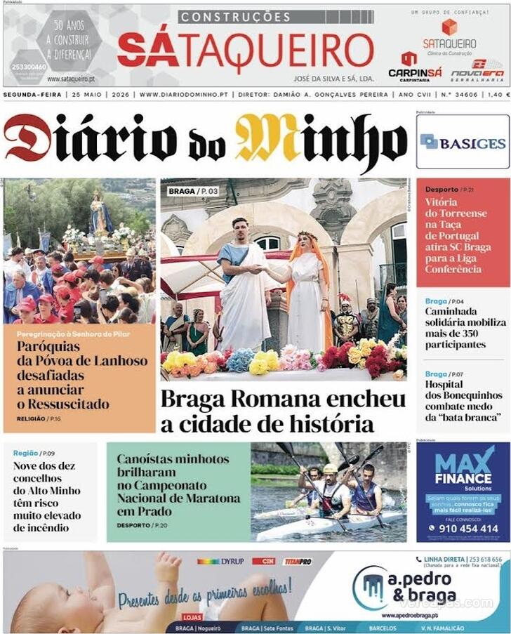 Capa Di�rio do Minho - 2026-05-25