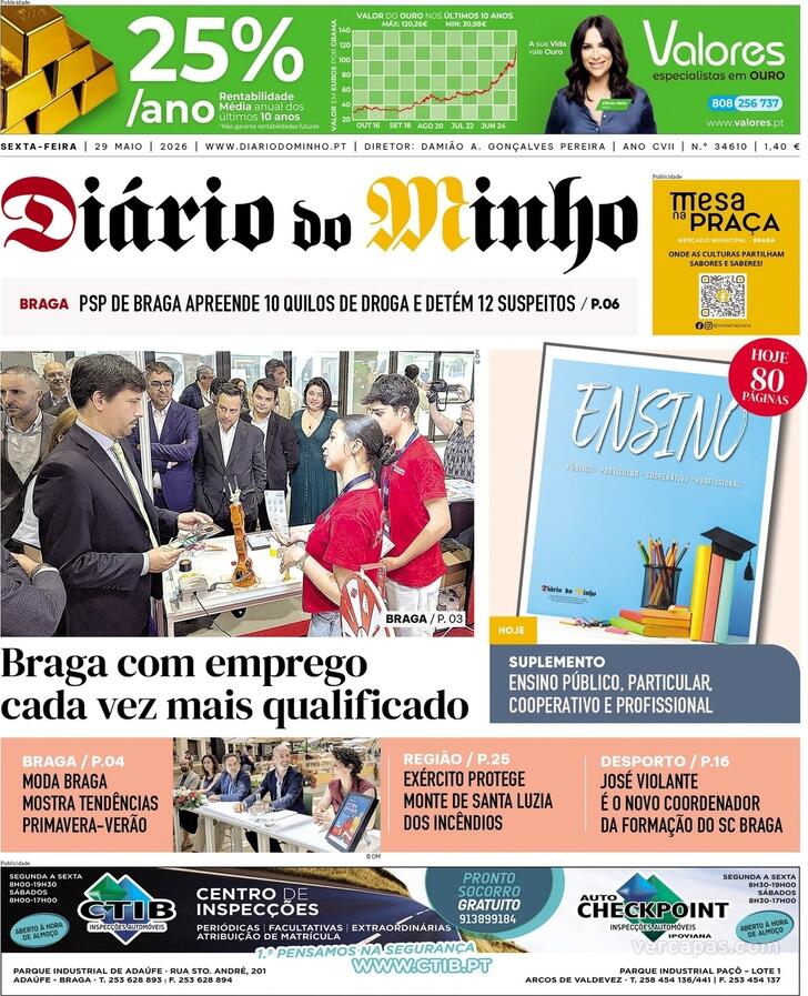 Capa Di�rio do Minho - 2026-05-29