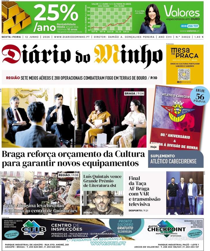 Capa Di�rio do Minho - 2026-06-12