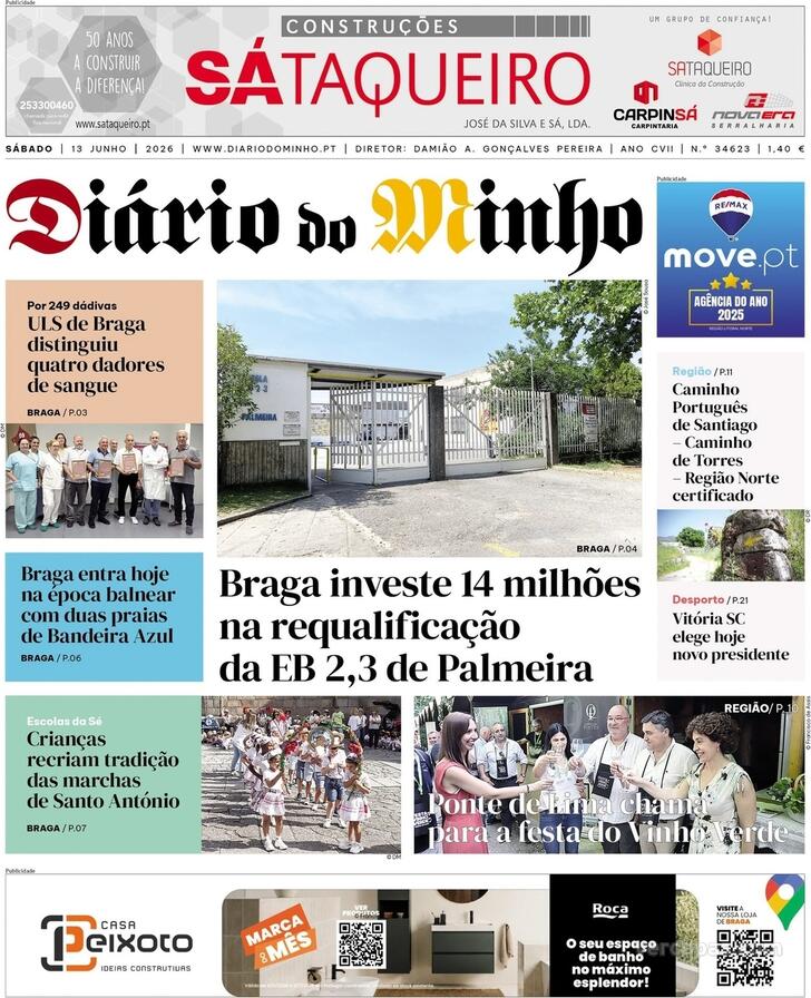 Capa Di�rio do Minho - 2026-06-13