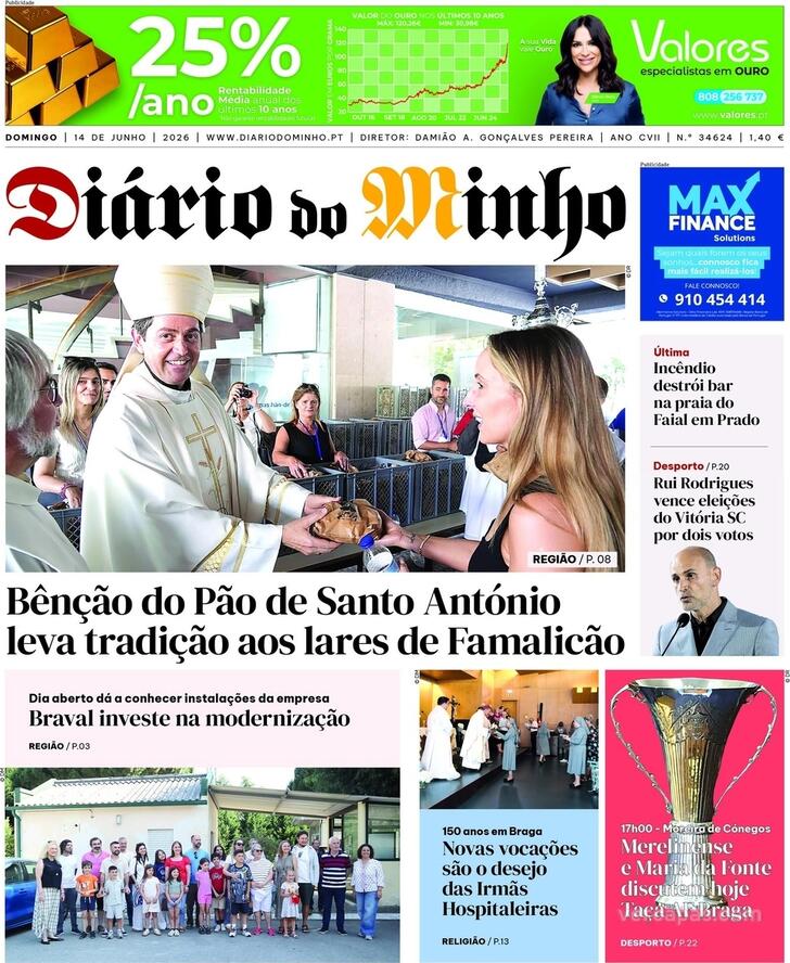 Capa Di�rio do Minho - 2026-06-14